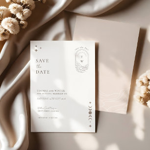 Invitación Moda Celestial Moon Stars Monograma Guardar La Fec