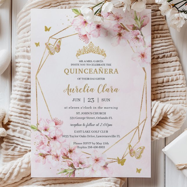 Invitación Moda Cerezo en flor Quinceañera dulce 16 (Subido por el creador)