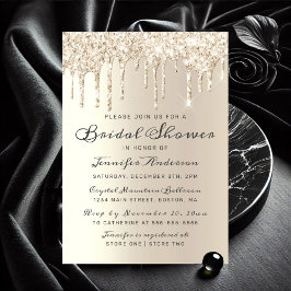 Invitación Moda Champagne Dripping Purpurina Bridal Shower