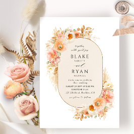 Invitación Moda Champagne, Peach Rubor y Cream Oval Boda