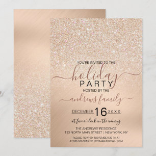 Invitación Moda Champagne Purpurina de oro festividad metálic