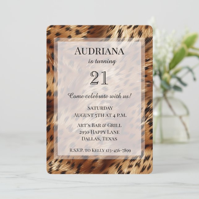 Invitación Moda Cheetah Animal Print Birthday (Anverso de pie)