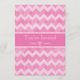 Invitación Moda Chevron Rosa 90º cumpleaños impresión a doble