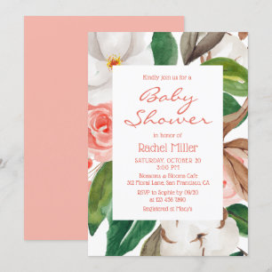 Invitación Moda Chica de acuarela floral moderno Baby Shower