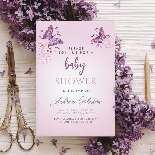 Invitación Moda Chica de mariposas Delicadas Fiesta de Baby S (Subido por el creador)