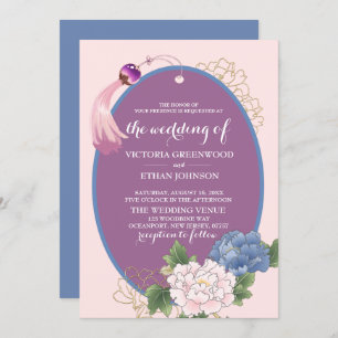 Invitación Moda Chinoiserie Peonies & Tassel Boda Invitati