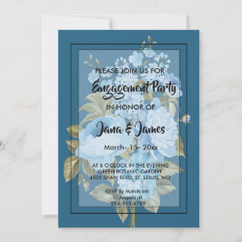 Invitación Moda clásica azul floral Engagement