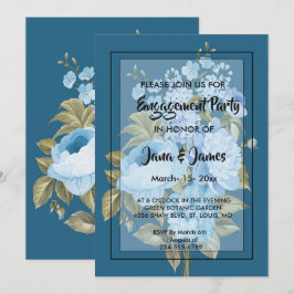 Invitación Moda clásica azul floral Engagement