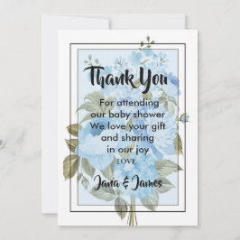 Invitación Moda clásica azul floral gracias