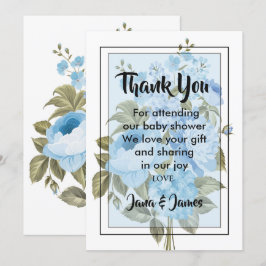 Invitación Moda clásica azul floral gracias
