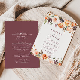 Invitación Moda clásica Boho Floral Back & Front Boda