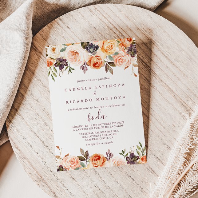 Invitación Moda clásica Boho Floral Boda español (Subido por el creador)