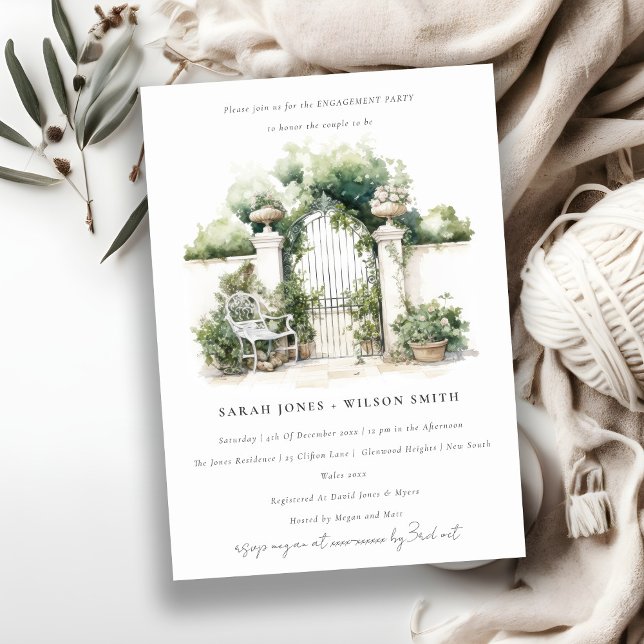 Invitación Moda Clásica Compromiso del paisaje del jardín fra (Subido por el creador)