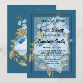 Invitación Moda clásica floral azul Bridal Shower
