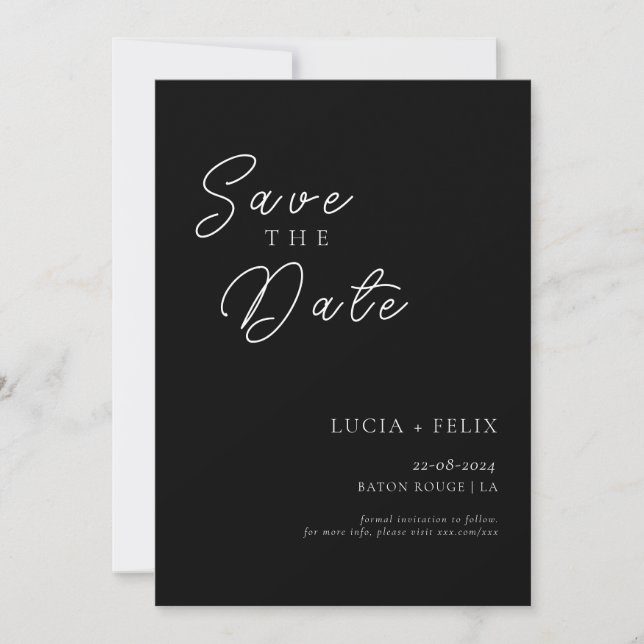 Invitación Moda clásica Foto en blanco y negro Guardar la fec (Anverso)