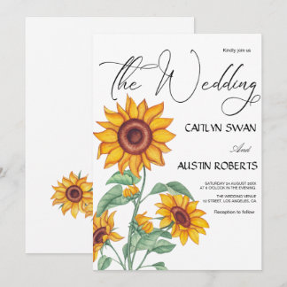 Invitación Moda clásica girasoles botánico
