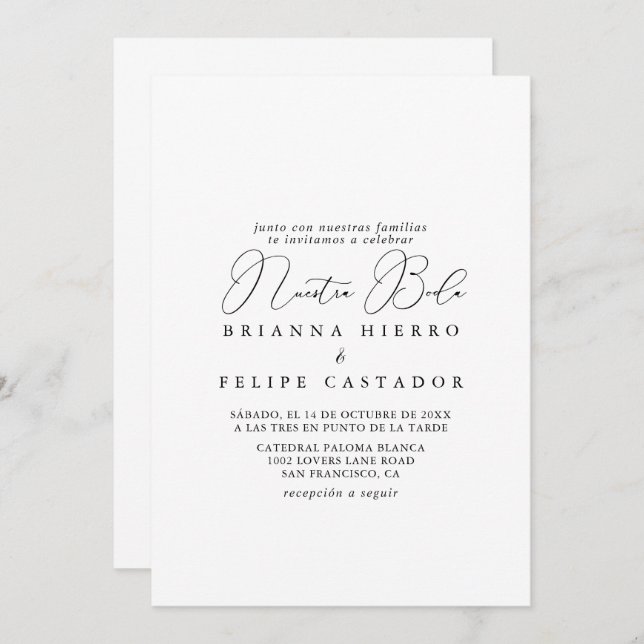 Invitación Moda Clásica Minimalista Nuestra Boda Boda  (Anverso / Reverso)