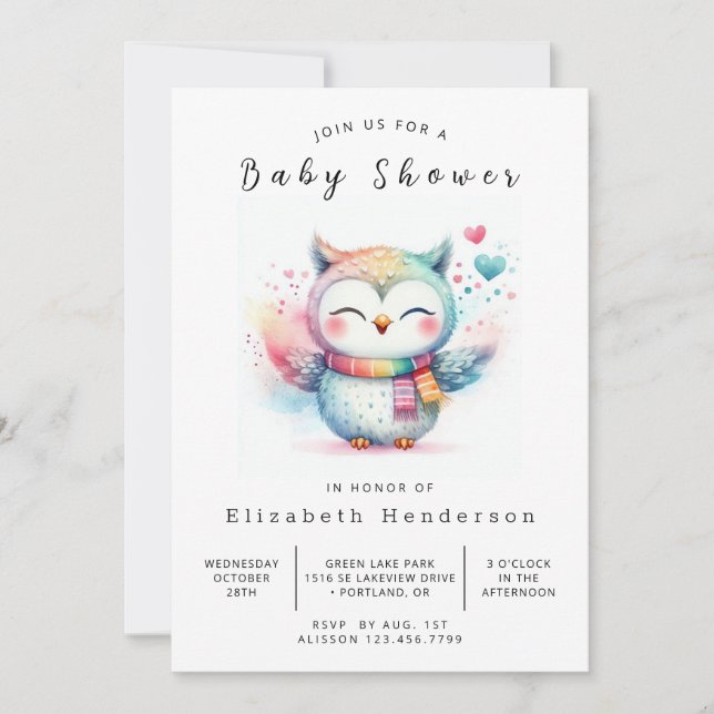 Invitación Moda Classic Owl Baby Shower (Anverso)