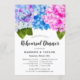 Invitación Moda Color Azul Rosa Ensayo Floral Cena
