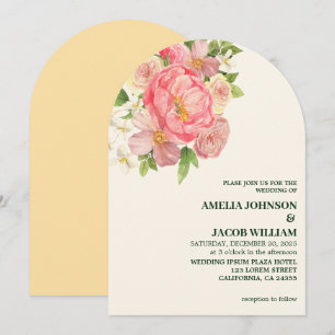 Invitación Moda Color de agua mantequilla floral Boda amarill