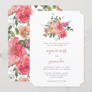 Invitación Moda color de agua rosa Peony Bouquet Boda