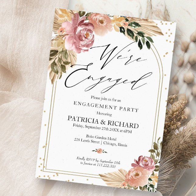 Invitación Moda Colores neutrales Boho Partido de compromiso  (Subido por el creador)