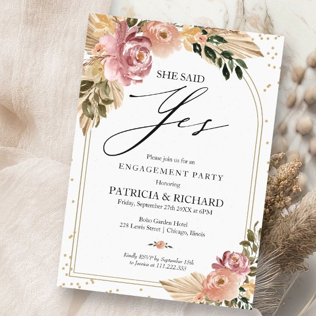 Invitación Moda Colores neutrales Boho Partido de compromiso  (Subido por el creador)