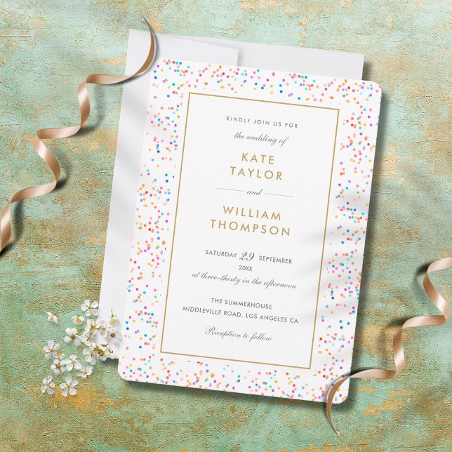 Invitación Moda colorida arcoiris Confetti Boda (Subido por el creador)