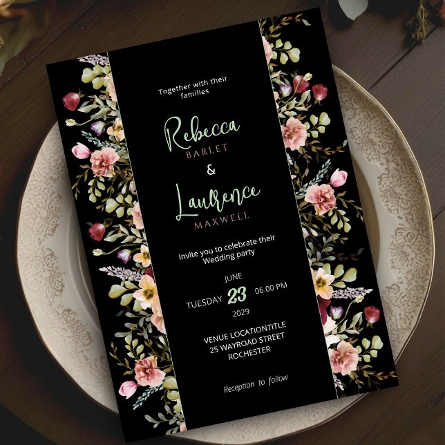 Invitación Moda colorido jardín de flores silvestres boda (Subido por el creador)