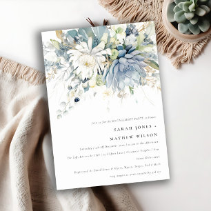 Invitación Moda Compromiso Floral Suculento Azul Azul Azul Az