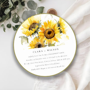 Invitación Moda Compromiso Mínimo Boho Watercolor Sunflower