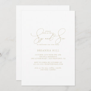 Invitación Moda con clase Gold Sip Minimalista y Ver
