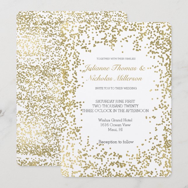 Invitación Moda Confetti Glam Boda (Anverso / Reverso)