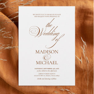 Invitación Moda contemporánea Boho Brown Fall Wedding