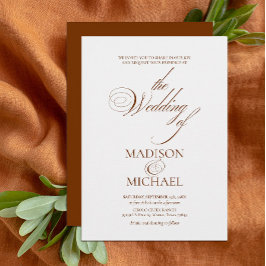 Invitación Moda contemporánea Boho Brown Fall Wedding