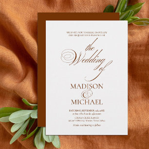 Invitación Moda contemporánea Boho Brown Fall Wedding