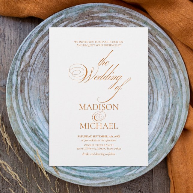 Invitación Moda contemporánea Boho Naranja otoño matrimonio (Subido por el creador)