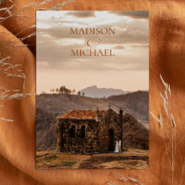 Invitación Moda contemporánea Boho Terracotta Foto Boda