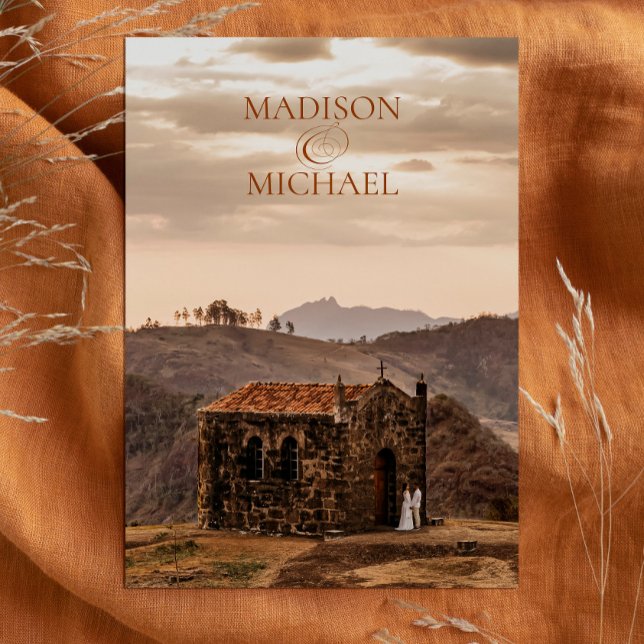 Invitación Moda contemporánea Boho Terracotta Foto Boda (Subido por el creador)