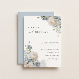 Invitación Moda contemporánea Dusty Blue Garden Boda floral