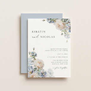 Invitación Moda contemporánea Dusty Blue Garden Boda floral