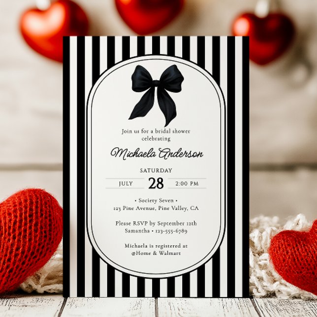 Invitación Moda Coqueta Negra Bow Ducha Bridal (Subido por el creador)