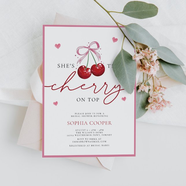 Invitación Moda Coquette Cherry en una gran ducha de novia (Subido por el creador)