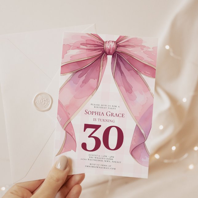 Invitación Moda Coquette Pink Bow 30 cumpleaños (Subido por el creador)