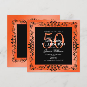 Invitación Moda Coral Decorativo enmarcado 50 cumpleaños
