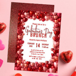 Invitación Moda Corazón rosa y rojo Galentine's Brunch