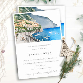 Invitación Moda Costa Amalfi Italia Paisaje Ducha Bridal