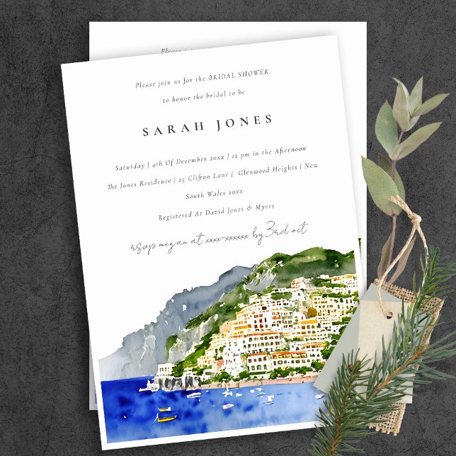 Invitación Moda Costa Amalfi Italia Paisaje Ducha Bridal (Subido por el creador)