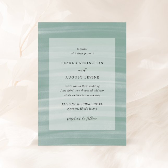 Invitación Moda costera Boda Elegante Verde Muerta (Subido por el creador)