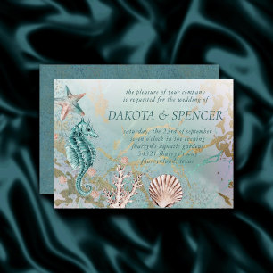 Invitación Moda costera   Boda Verde azulado de los arrecifes